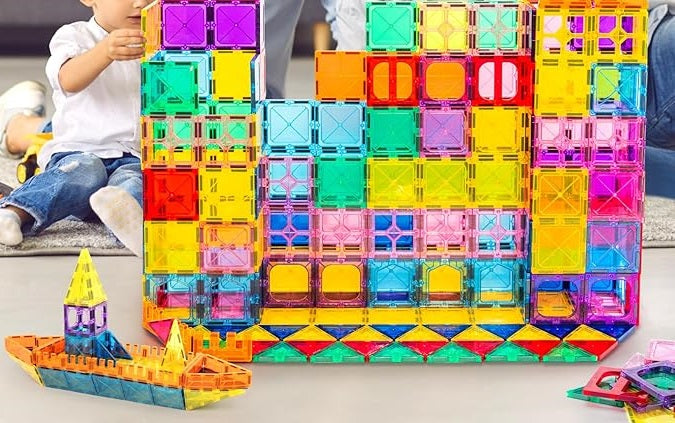 100PCS 3D Building Blocks, Magnets Building Set for Kids, Construction Stacking Toys, Magnets Toy Gift for Toddlers, Boys and Girls