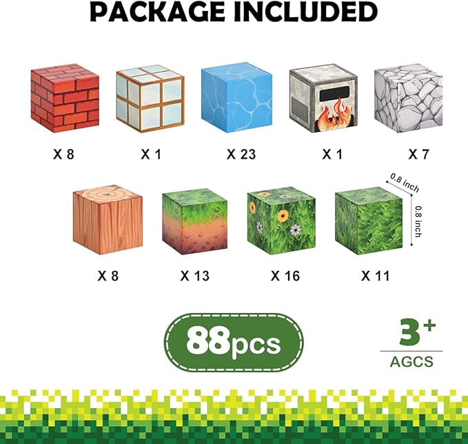 Magnetic Blocks 88 PCS -  Learning Building Toys for Kids Ages 3+, Child-Safe Magnetic Building Blocks for Creative Construction