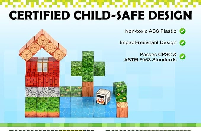 Magnetic Blocks 88 PCS -  Learning Building Toys for Kids Ages 3+, Child-Safe Magnetic Building Blocks for Creative Construction