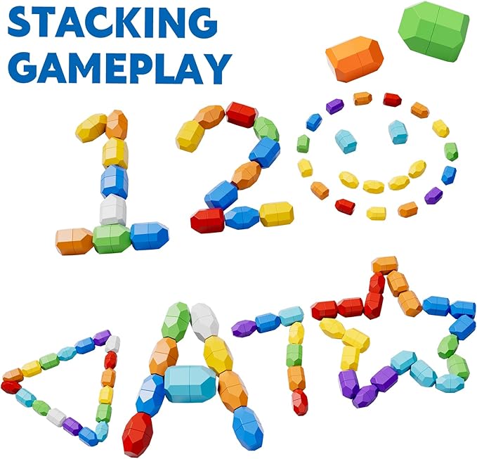 50 PCS Extra-Large Stacking Rocks Toys for Age 1-3 2-4, Safe  Stacking Building Blocks Stones Toddlers Toy for 1 2 3 4 Year Old Boy Girl, Sensory Toys Gifts for Kids Age 1-2 2-4