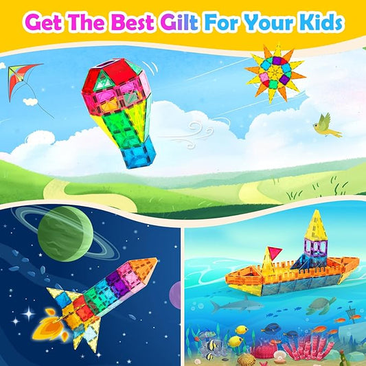 100PCS 3D Building Blocks, Magnets Building Set for Kids, Construction Stacking Toys, Magnets Toy Gift for Toddlers, Boys and Girls