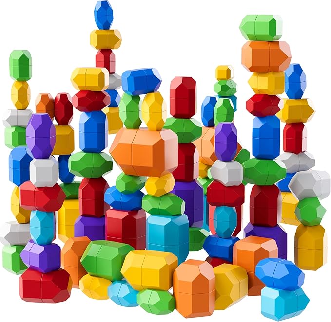 50 PCS Extra-Large Stacking Rocks Toys for Age 1-3 2-4, Safe  Stacking Building Blocks Stones Toddlers Toy for 1 2 3 4 Year Old Boy Girl, Sensory Toys Gifts for Kids Age 1-2 2-4