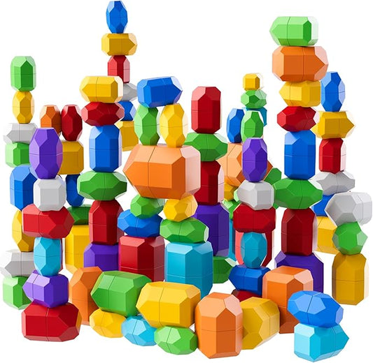 50 PCS Extra-Large Stacking Rocks Toys for Age 1-3 2-4, Safe  Stacking Building Blocks Stones Toddlers Toy for 1 2 3 4 Year Old Boy Girl, Sensory Toys Gifts for Kids Age 1-2 2-4