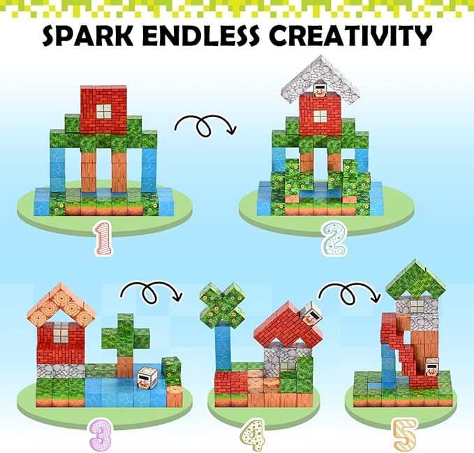 Magnetic Blocks 88 PCS -  Learning Building Toys for Kids Ages 3+, Child-Safe Magnetic Building Blocks for Creative Construction