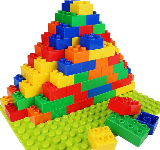 Building Blocks for Kids Toddlers Including a Baseplate, 101-piece Large Classic Building Bricks Set for Kids of All Ages