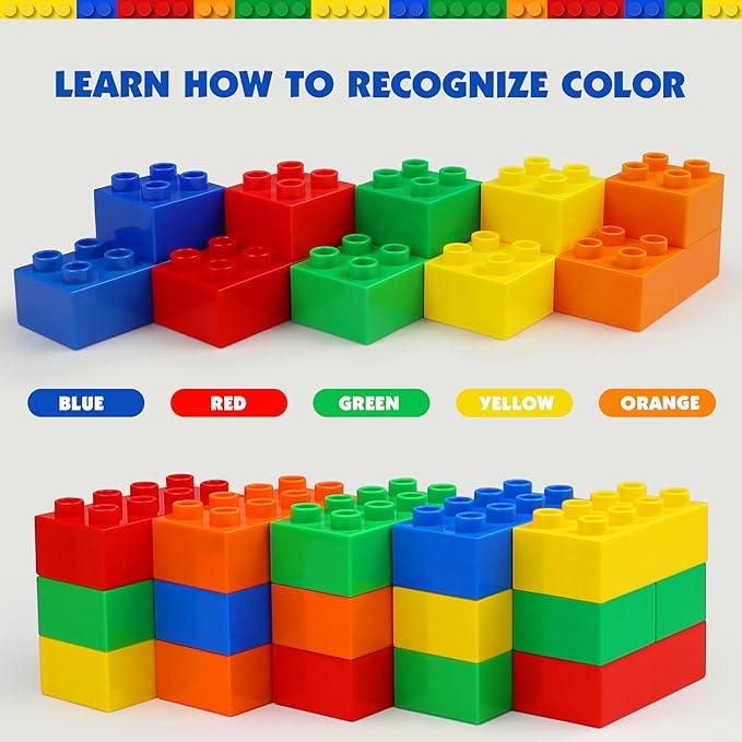 Building Blocks for Kids Toddlers Including a Baseplate, 101-piece Large Classic Building Bricks Set for Kids of All Ages