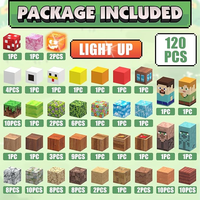 Magnetic Blocks Toy Building Set for Kids 3+, Light Up Magnetic Building Blocks, 3D Construction Build Toys  Sensory Magnet Cubes Christmas Birthday Present