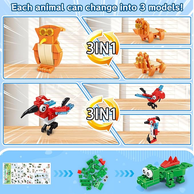 36 Pack Party Favors Building Blocks for Kids - Animals Building Blocks Toy Sets Classroom Prizes Goodie Bag Fillers, Mini Blocks Set, Birthday Easter Gifts for Kids Boys Girls Ages 6-12